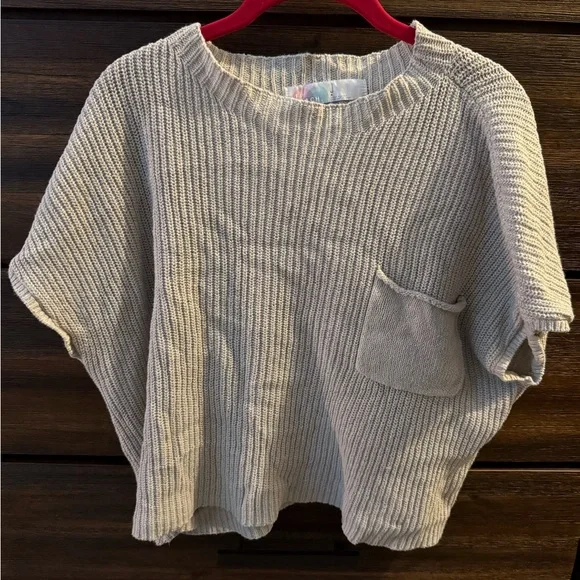 Free People Beige Knit Short Sleeve Sweater Top - Picture 1 of 5
